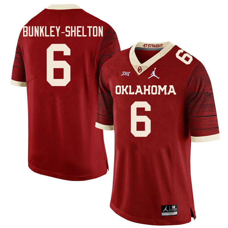 Men #6 LV Bunkley-Shelton Oklahoma Sooners College Football Jerseys Sale-Retro